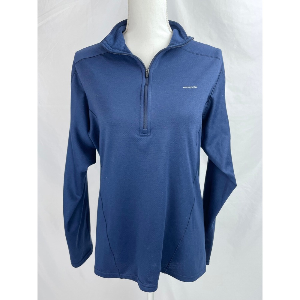 Patagonia Capilene Midweight‎ Base Layer Top Women Medium Blue 1/4 Zip Polartec
